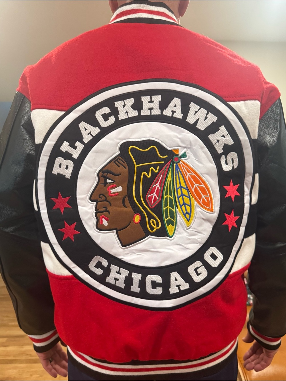 Chicago Blackhawks Red & Black Varsity Jacket